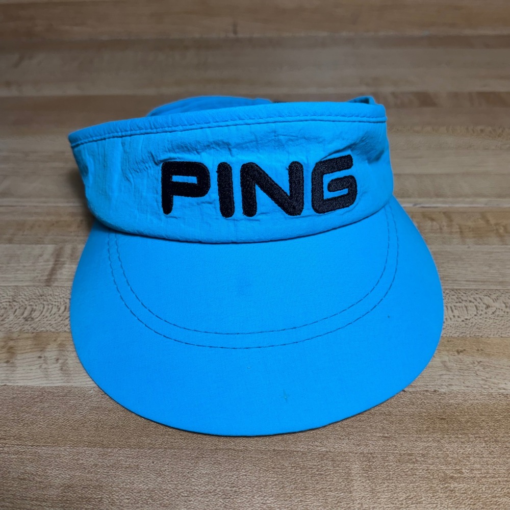 Vintage PING by Karsten Golf Visor Bright Blue Made in USA Adjustable Strap